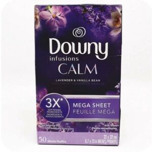 Downy Fabric Softener Lavender Vanilla Bean 50 mega dryer sheets Sealed